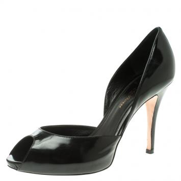 Pre Owned Gianvito Rossi Black Leather Peep Toe D'orsay Pumps Size 37