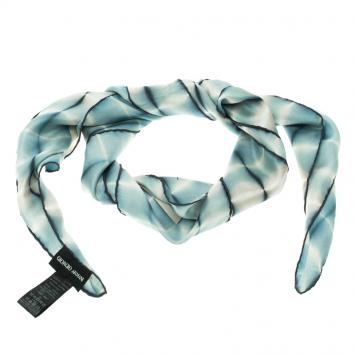 Pre Owned Giorgio Armani Blue Digital Printed Silk Square Scarf