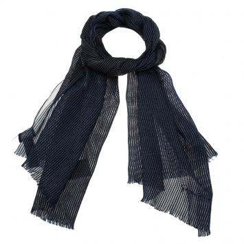 Pre Owned Giorgio Armani Navy Blue Striped Stole