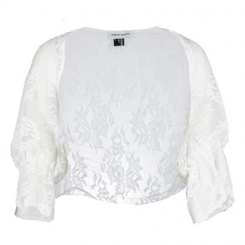 Pre Owned Giorgio Armani White Floral Lace Bolero Shrug M