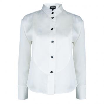 Pre Owned Giorgio Armani White Silk Shirt M