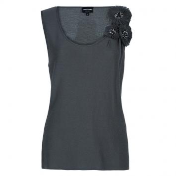 Pre Owned Giorgio Armani Grey Cashmere Sleeveless Top L