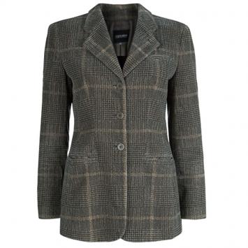 Pre Owned Giorgio Armani Multicolor Plaid Wool Blazer M