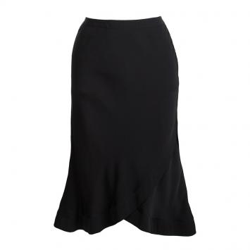 Pre Owned Giorgio Armani Black Silk Faux Overlap  Skirt M
