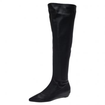 مملوكة مسبقًا Giuseppe Zanotti Black Leather Pointed Wedge Over the Knee Boots Size 40