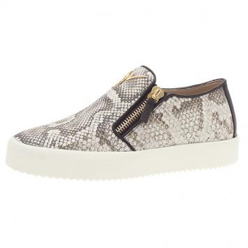 Pre Owned Giuseppe Zanotti Python Embossed Devon Slip On Sneakers Size 40