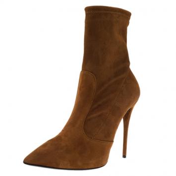 Pre Owned Giuseppe Zanotti Brown Suede Ankle Boots Size 38.5