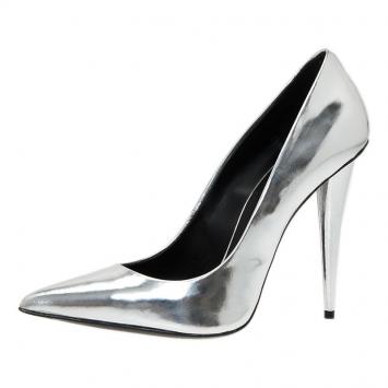 Pre Owned Giuseppe Zanotti Metallic Silver Pointed Toe Pumps Size 40 