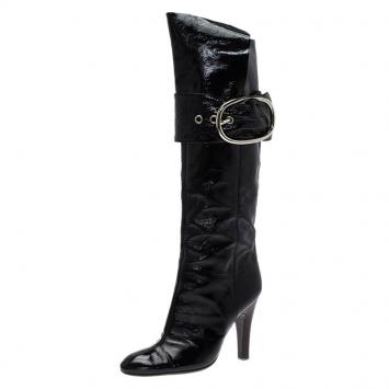 مملوكة مسبقًا Giuseppe Zanotti Black Patent Knee Boots Size 36
