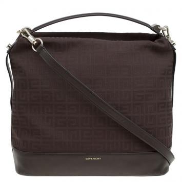 Pre Owned Givenchy Brown Canvas Large Logo Print Hobo