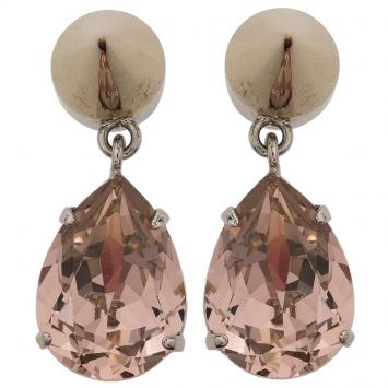 Pre Owned Givenchy Pink Crystal Magnetic Silver Tone Earrings