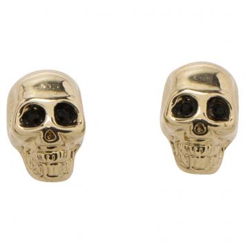 Pre Owned Givenchy Double Skull Magnetic Gold Tone Earrings