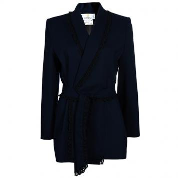 Pre Owned Givenchy Couture Vintage Navy Blue Wrap Jacket S