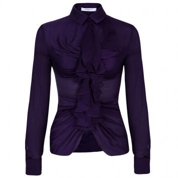 Pre Owned Givenchy Purple Ruffle Top S
