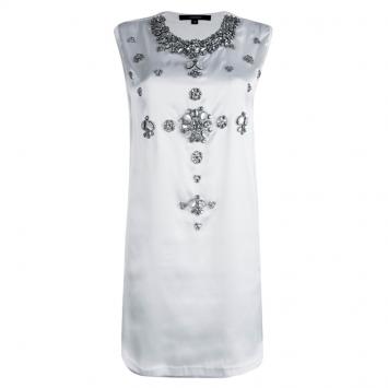 Pre Owned Givenchy White Stone Embellished Sleeveless Tunic XS