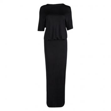 Pre Owned Givenchy Black Knit Drop Waist Short Sleeve Maxi Dress M