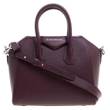 Pre Owned Givenchy Burgundy Leather Mini Antigona Satchel