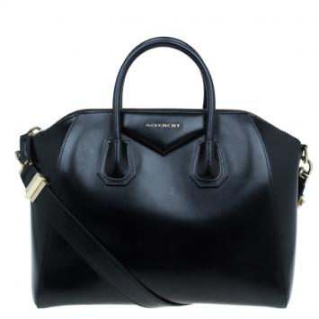 Pre Owned Givenchy Black Leather Medium Antigona Satchel
