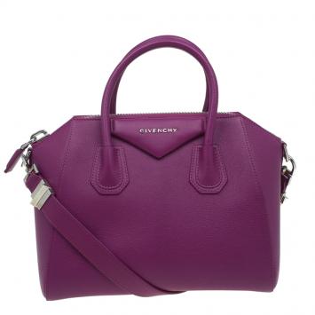 Pre Owned Givenchy Magenta Leather Small Antigona Satchel