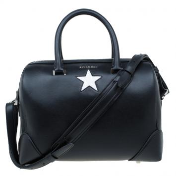 Pre Owned Givenchy Black Leather Medium Lucrezia Star Duffle Bag