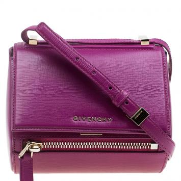 Pre Owned Givenchy Magenta Leather Mini Pandora Box Crossbody Bag