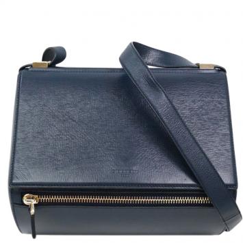 Pre Owned Givenchy Navy Blue Calfskin Pandora Box Crossbody Bag