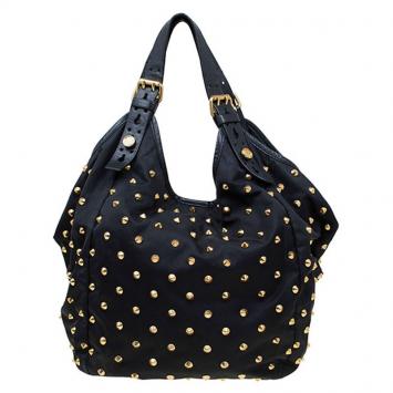 Pre Owned Givenchy Black Nylon Studded New Sacca Hobo