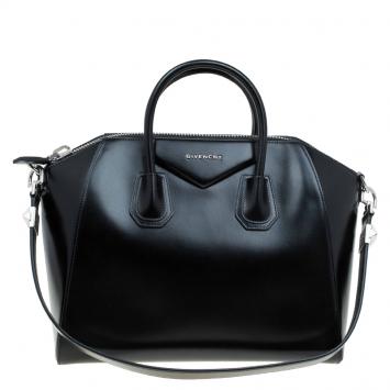 Pre Owned Givenchy Black Leather Medium Antigona Satchel