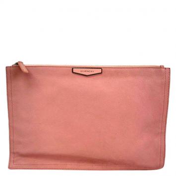 Pre Owned Givenchy Pink Leather Large Antigona Pouch
