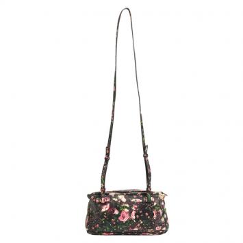 Pre Owned Givenchy Black Floral Leather Small Pandora Crossbody Bag