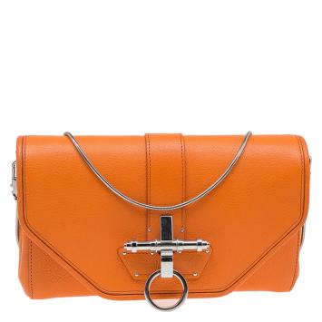 Pre Owned Givenchy Orange Leather Obsedia Shoulder Bag