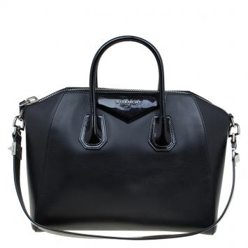 Pre Owned Givenchy Black Leather Medium Antigona Satchel
