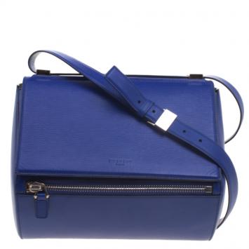 Pre Owned Givenchy Blue Leather Medium Pandora Box Bag