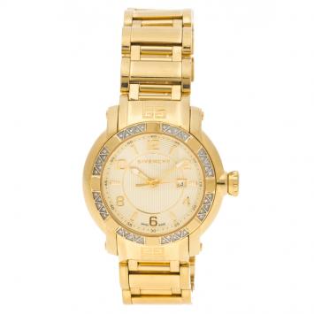 Pre Owned Givenchy Yellow Stainless Steel Gold Tone GV.5202L Women's Wristwatch 36MM