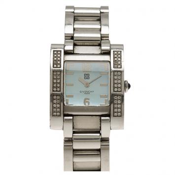 Pre Owned Givenchy Blue Mother of Pearl Stainless Steel Koleos Women's Wristwatch 29MM