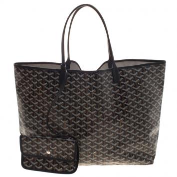 Goyard Black Coated Canvas St Louis GM Tote