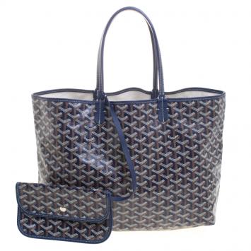 Goyard Brown/Navy Blue Coated Canvas Saint Louis Tote