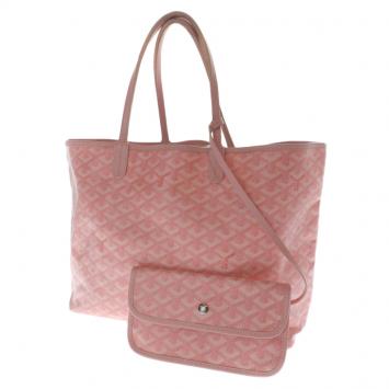 Pre Owned Goyard Pink Chevron Coated Canvas St. Louis PM Tote