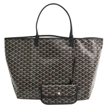 Goyard Black Chevron Coated Canvas Saint Louis GM Bag