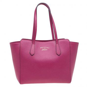 Pre Owned Gucci Fuchsia Leather Small Swing Tote