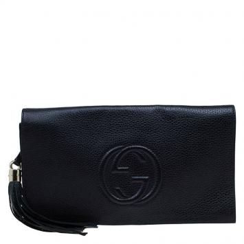Pre Owned Gucci Black Leather Soho Clutch