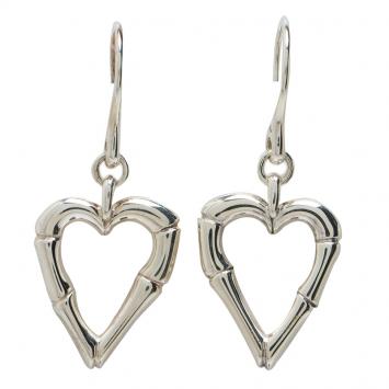 Pre Owned Gucci Bamboo Heart Silver Hook Earrings