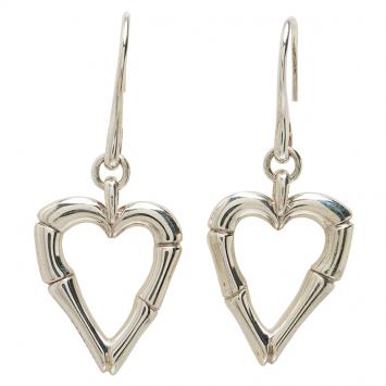 Pre Owned Gucci Bamboo Heart Silver Hook Earrings
