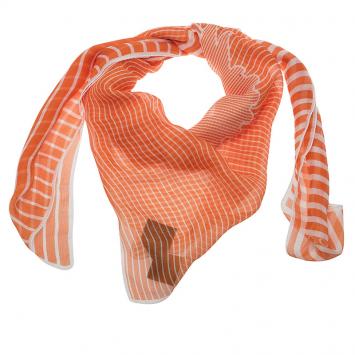 Pre Owned Gucci Orange and White Striped Silk Square Scarf