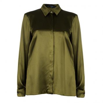 Pre Owned Gucci Olive Green Satin Blouse M
