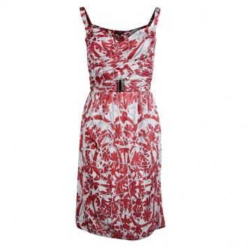 Pre Owned Gucci Floral Printed Knit Sleeveless Dress M