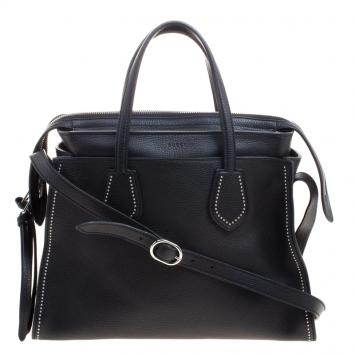 Pre Owned Gucci Black Leather Medium Layered Studded Ramble Tote