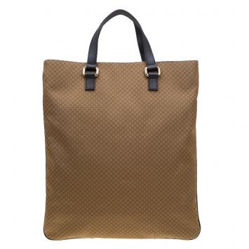 Pre Owned Gucci Brown Micro Guccissima Nylon Slim Portfolio Tote