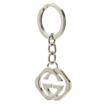 Pre Owned Gucci Silver Interlocking GG Keyring