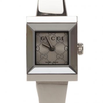Pre Owned Gucci Logo Stainless Steel G-Frame 128.5 Women's Wristwatch 16MM